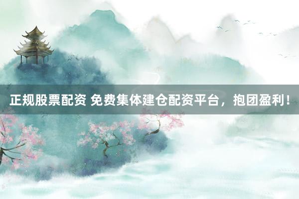 正规股票配资 免费集体建仓配资平台，抱团盈利！