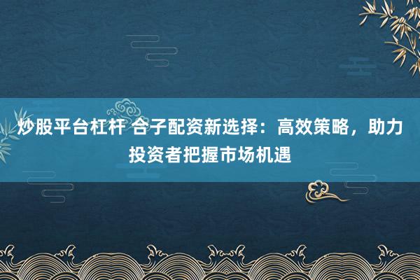 炒股平台杠杆 合子配资新选择：高效策略，助力投资者把握市场机遇