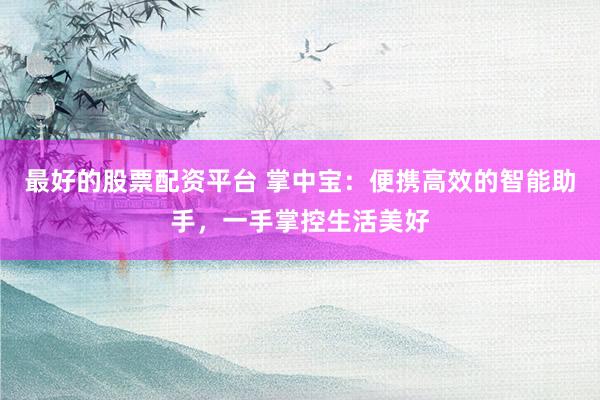 最好的股票配资平台 掌中宝：便携高效的智能助手，一手掌控生活美好