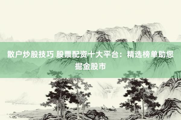 散户炒股技巧 股票配资十大平台：精选榜单助您掘金股市