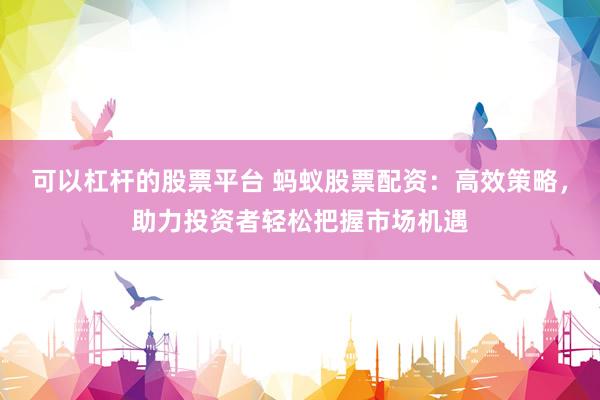 可以杠杆的股票平台 蚂蚁股票配资：高效策略，助力投资者轻松把握市场机遇