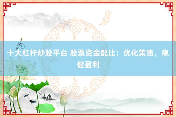 十大杠杆炒股平台 股票资金配比：优化策略，稳健盈利