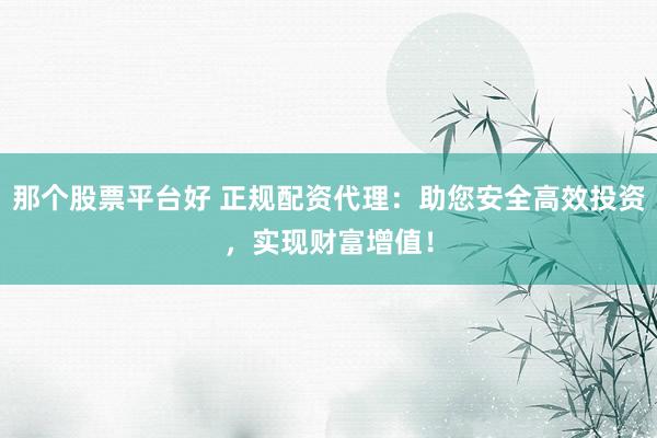 那个股票平台好 正规配资代理:助您安全高效投资,实现财富增值!