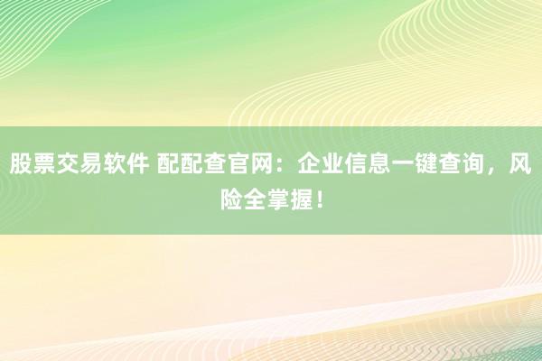 股票交易软件 配配查官网：企业信息一键查询，风险全掌握！
