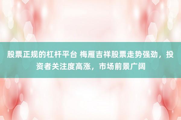 股票正规的杠杆平台 梅雁吉祥股票走势强劲，投资者关注度高涨，市场前景广阔