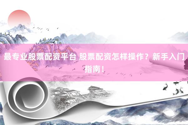 最专业股票配资平台 股票配资怎样操作？新手入门指南！