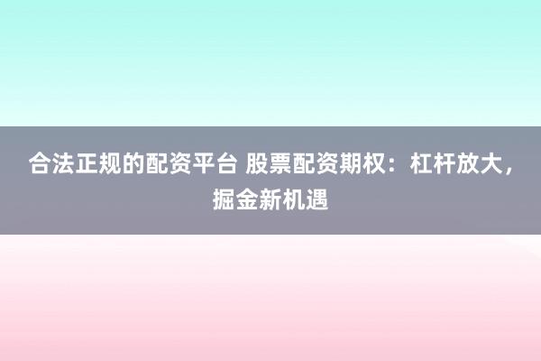 合法正规的配资平台 股票配资期权:杠杆放大,掘金新机遇