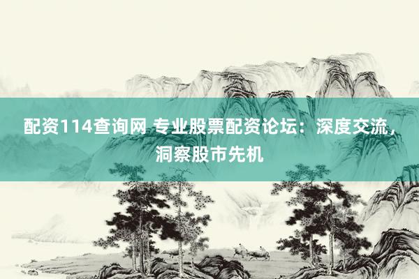 配资114查询网 专业股票配资论坛：深度交流，洞察股市先机